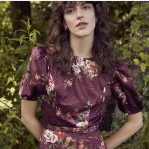 London Times Women’s Deb Floral Pebble Jacquard  Midi Dress Wine/multi color